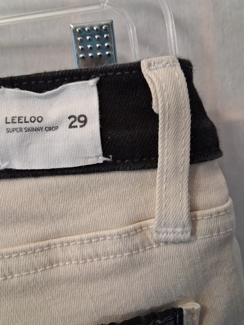 Hudson Jeans Women's Skinny Crop in Cream with Black Side Stripes
